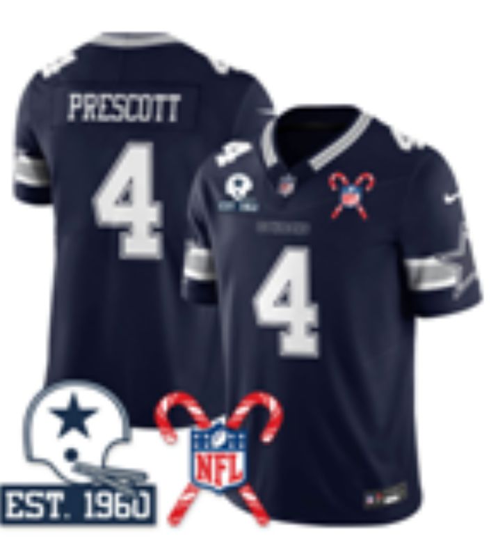 Men 2026 Dallas Cowboys #4 Prescott Blue three generations Nike Limited NFL Jersey style 001